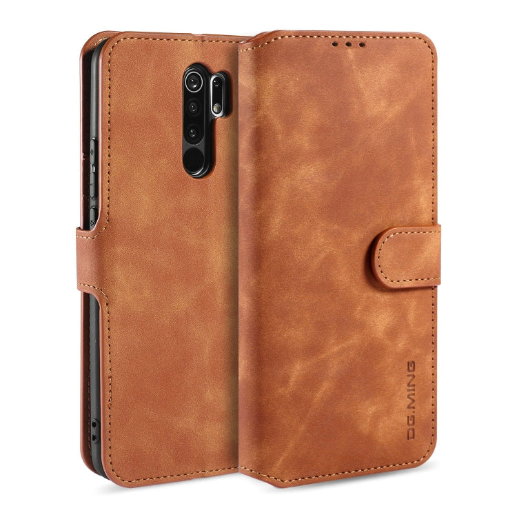 For Xiaomi Redmi 9 DG.MING Retro Oil Side Horizontal Flip Case