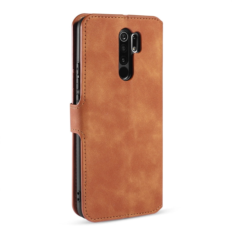 For Xiaomi Redmi 9 DG.MING Retro Oil Side Horizontal Flip Case