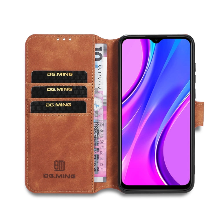For Xiaomi Redmi 9 DG.MING Retro Oil Side Horizontal Flip Case