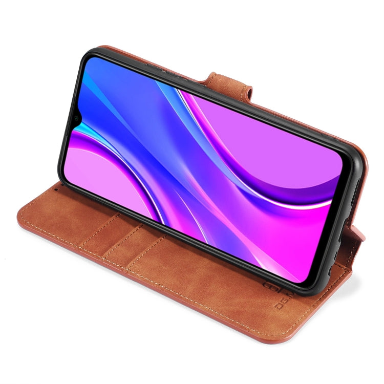 For Xiaomi Redmi 9 DG.MING Retro Oil Side Horizontal Flip Case