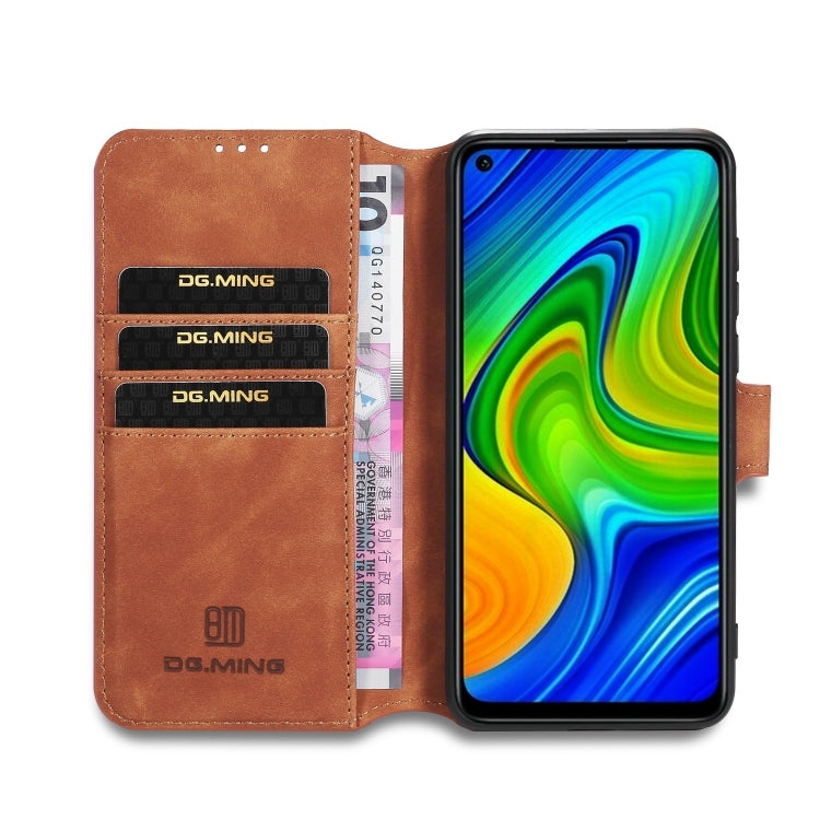 For Xiaomi Redmi 10X 4G / Redmi Note 9 DG.MING Retro Oil Side Horizontal Flip Case