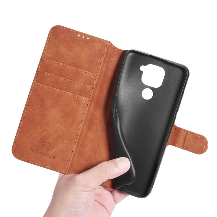 For Xiaomi Redmi 10X 4G / Redmi Note 9 DG.MING Retro Oil Side Horizontal Flip Case