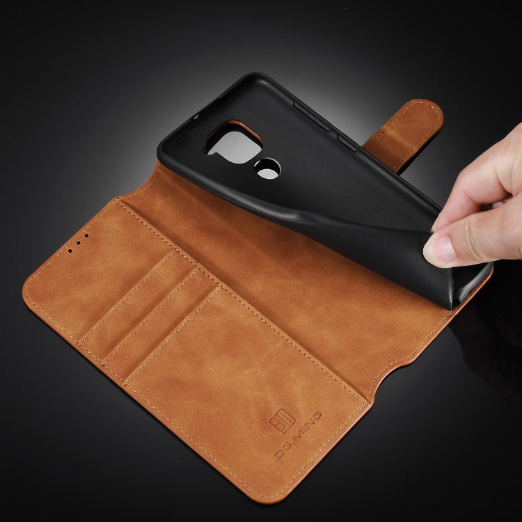 For Xiaomi Redmi 10X 4G / Redmi Note 9 DG.MING Retro Oil Side Horizontal Flip Case