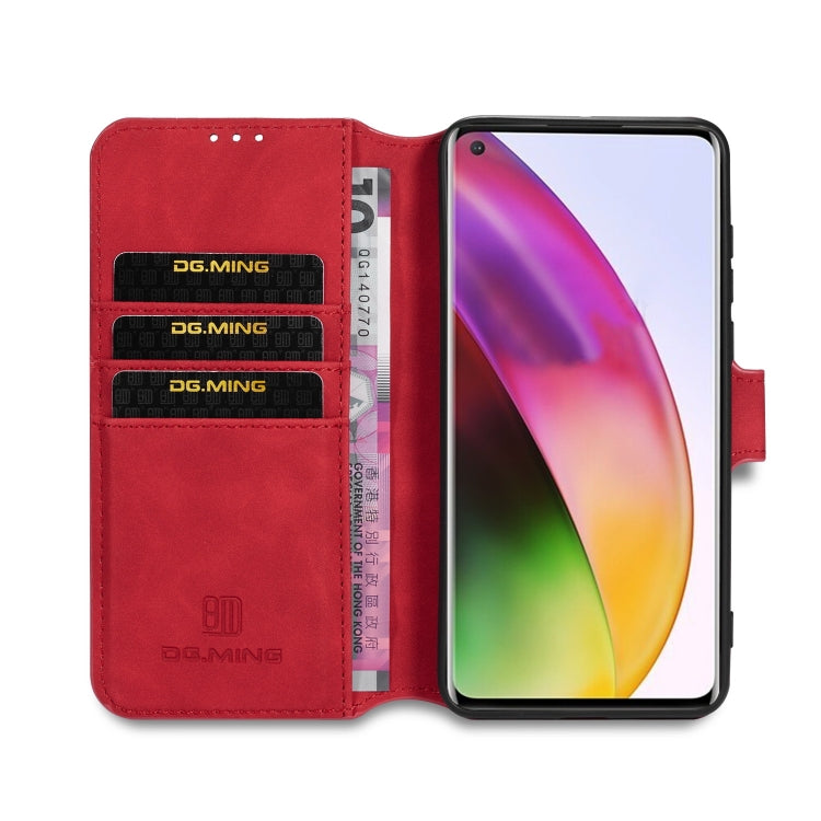 For OnePlus 8 DG.MING Retro Oil Side Horizontal Flip Case