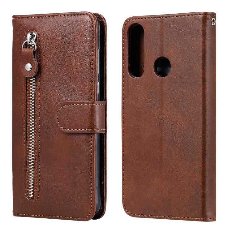 For Huawei Y6p Fashion Calf Texture Zipper Horizontal Flip Leather Case with Stand & Card Slots & Wallet Function