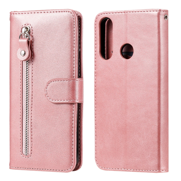 For Huawei Y6p Fashion Calf Texture Zipper Horizontal Flip Leather Case with Stand & Card Slots & Wallet Function