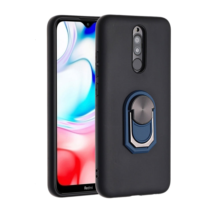 For Xiaomi Redmi 8 Black Armor PC + TPU Shockproof Protective Case with Ring Holder(Blue)