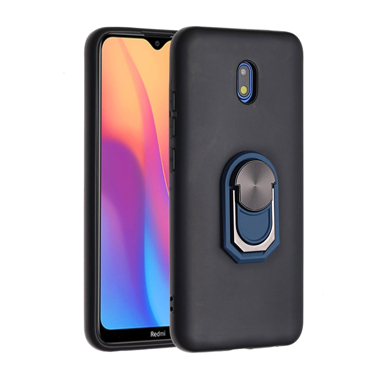 For Xiaomi Redmi 8A Black Armor PC + TPU Shockproof Protective Case with Ring Holder(Blue)