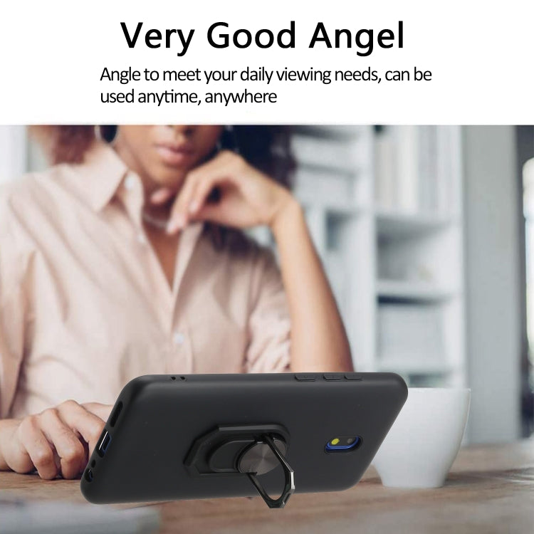 For Xiaomi Redmi 8A Black Armor PC + TPU Shockproof Protective Case with Ring Holder(Blue)