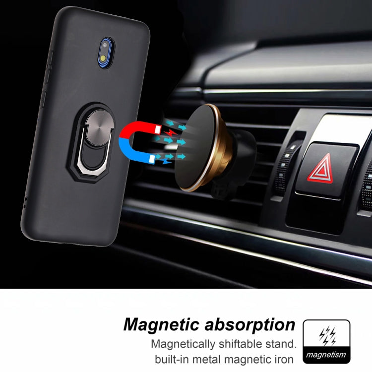 For Xiaomi Redmi 8A Black Armor PC + TPU Shockproof Protective Case with Ring Holder(Blue)