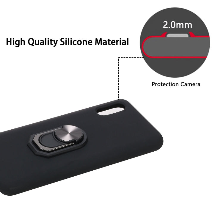 For Xiaomi Redmi 9A Black Armor PC + TPU Shockproof Protective Case with Ring Holder(Red)
