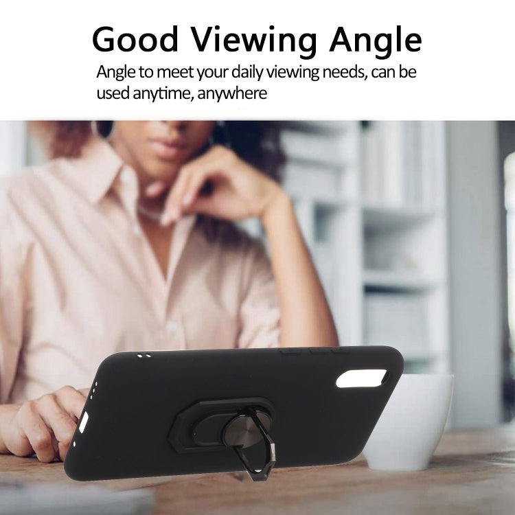 For Xiaomi Redmi 9A Black Armor PC + TPU Shockproof Protective Case with Ring Holder(Red)