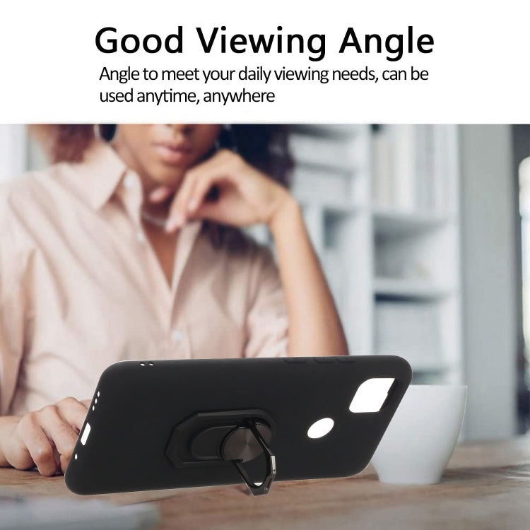 For Xiaomi Redmi 9C Black Armor PC + TPU Shockproof Protective Case with Ring Holder(Black)