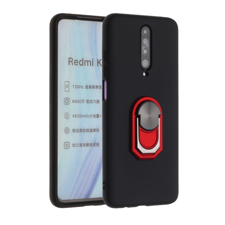 For Xiaomi Redmi K30 Black Armor PC + TPU Shockproof Protective Case with Ring Holder