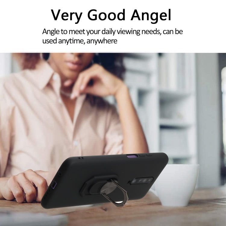 For Xiaomi Redmi K30 Black Armor PC + TPU Shockproof Protective Case with Ring Holder