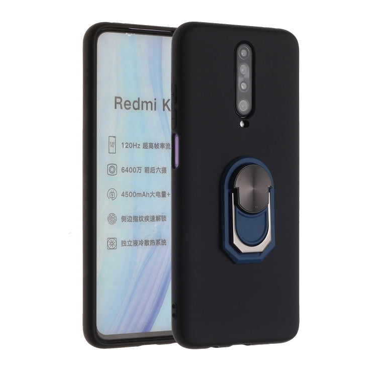 For Xiaomi Redmi K30 Black Armor PC + TPU Shockproof Protective Case with Ring Holder
