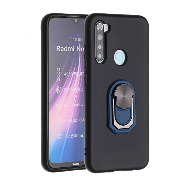 For Xiaomi Redmi Note 8 Black Armor PC + TPU Shockproof Protective Case with Ring Holder(Blue)
