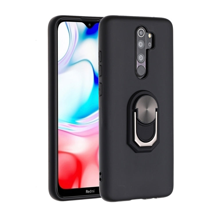 For Xiaomi Redmi Note 8 Pro Black Armor PC + TPU Shockproof Protective Case with Ring Holder