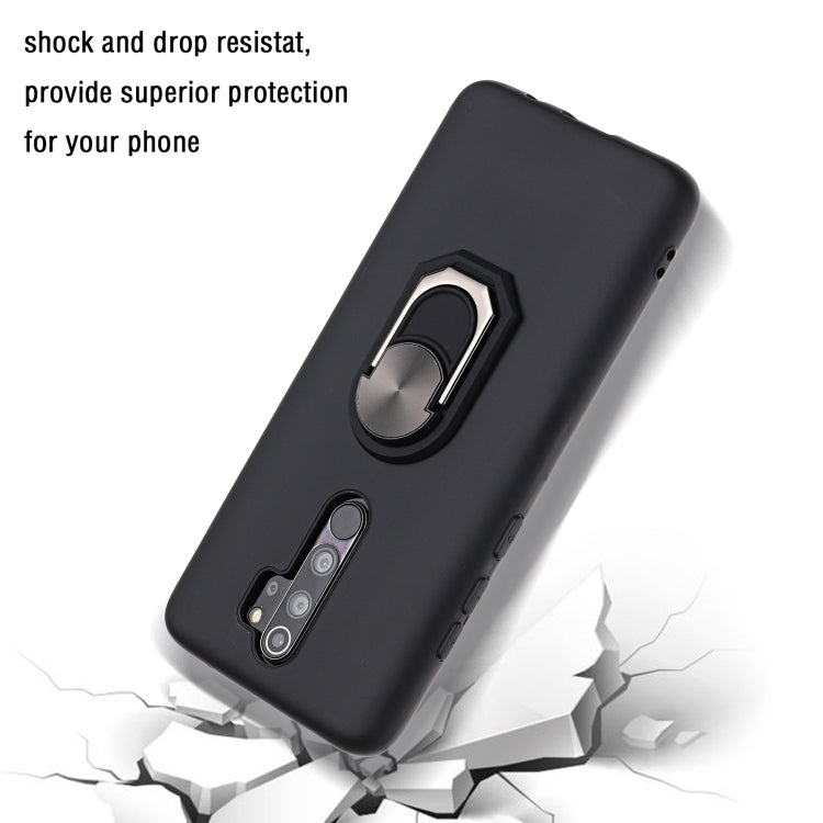 For Xiaomi Redmi Note 8 Pro Black Armor PC + TPU Shockproof Protective Case with Ring Holder