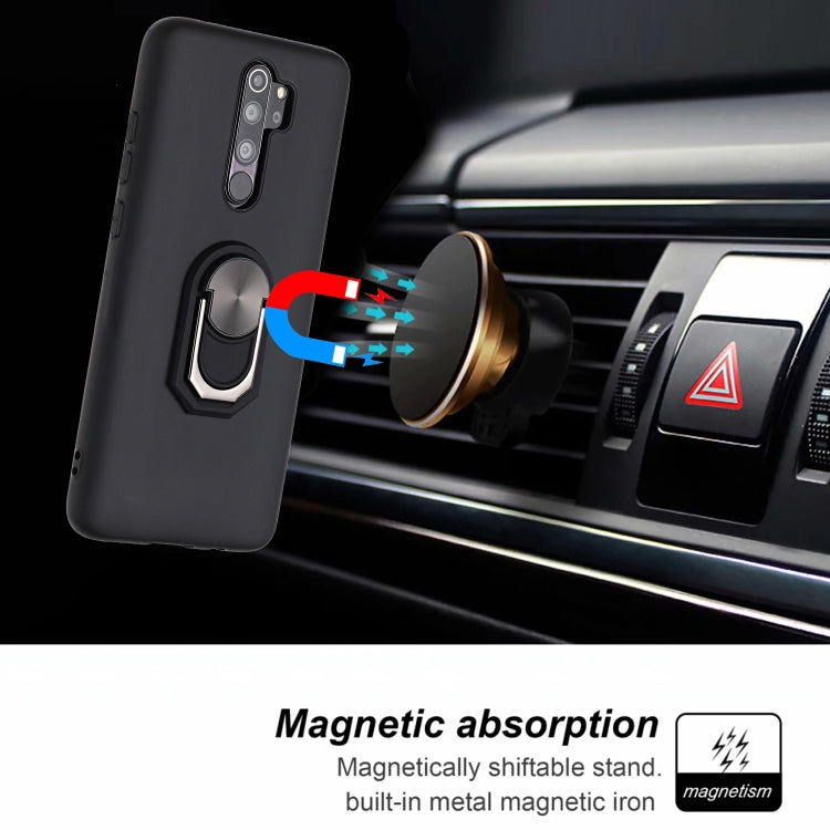 For Xiaomi Redmi Note 8 Pro Black Armor PC + TPU Shockproof Protective Case with Ring Holder