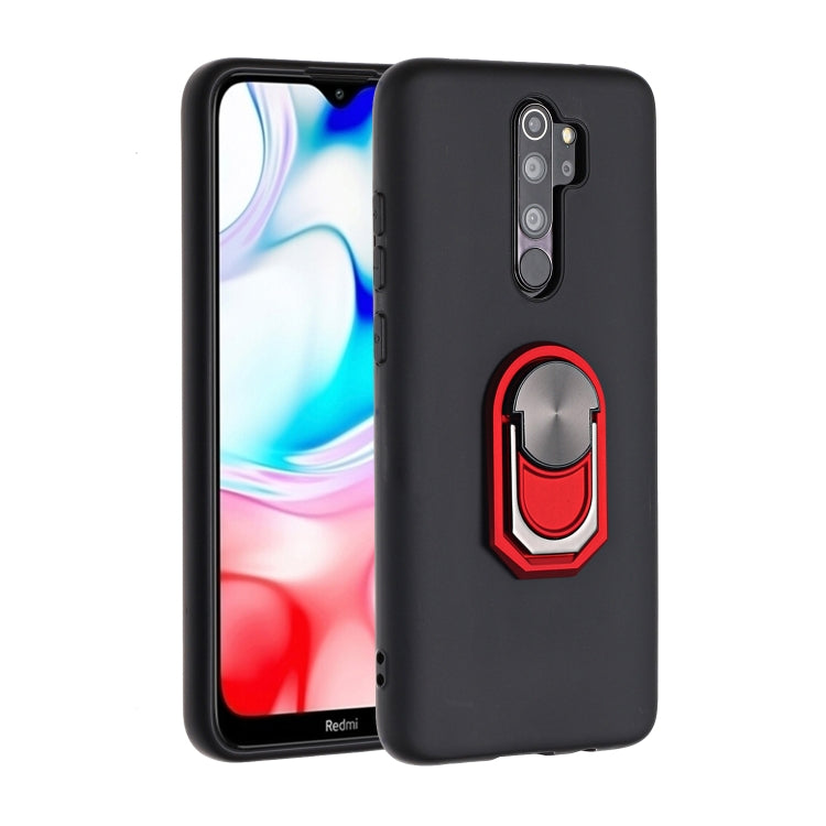 For Xiaomi Redmi Note 8 Pro Black Armor PC + TPU Shockproof Protective Case with Ring Holder
