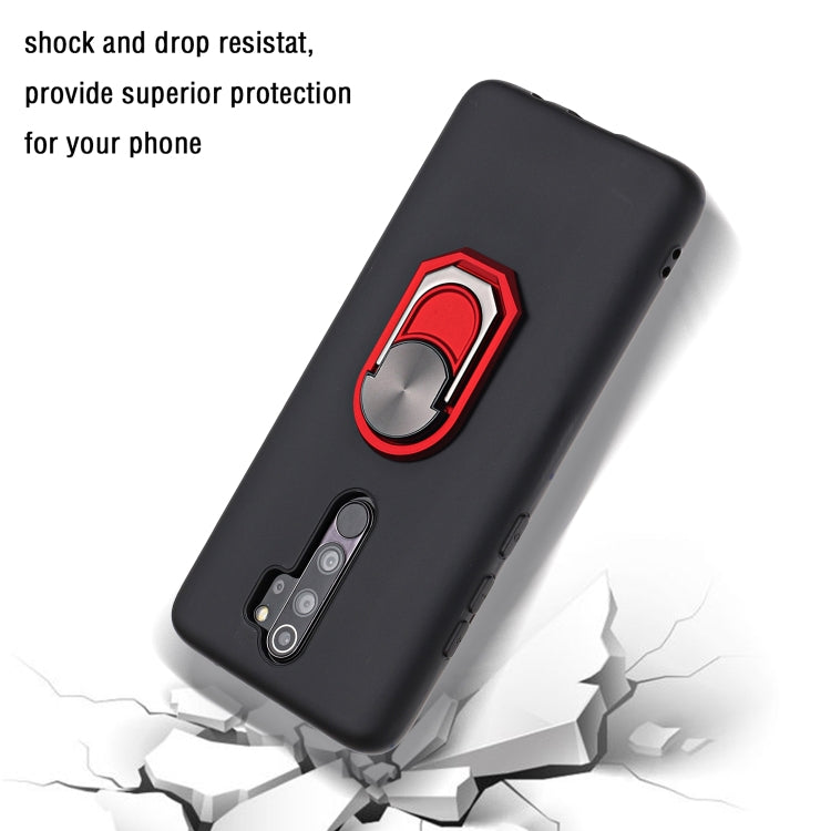For Xiaomi Redmi Note 8 Pro Black Armor PC + TPU Shockproof Protective Case with Ring Holder