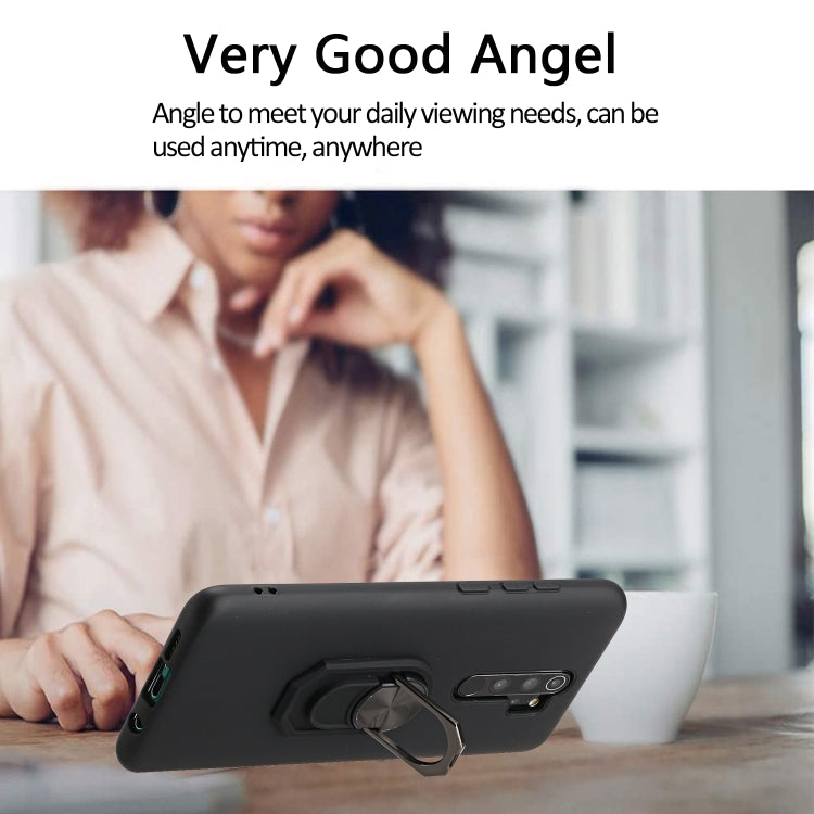 For Xiaomi Redmi Note 8 Pro Black Armor PC + TPU Shockproof Protective Case with Ring Holder