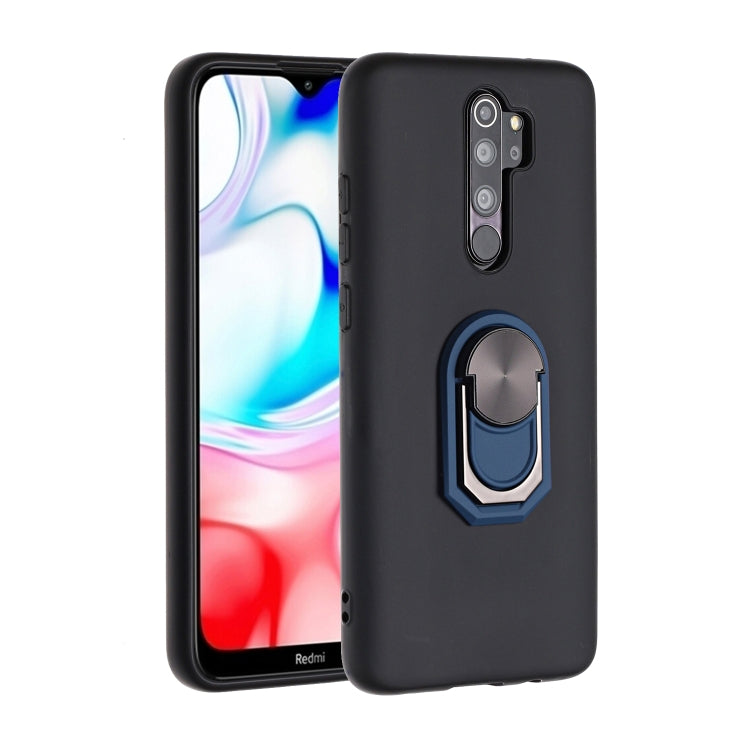 For Xiaomi Redmi Note 8 Pro Black Armor PC + TPU Shockproof Protective Case with Ring Holder