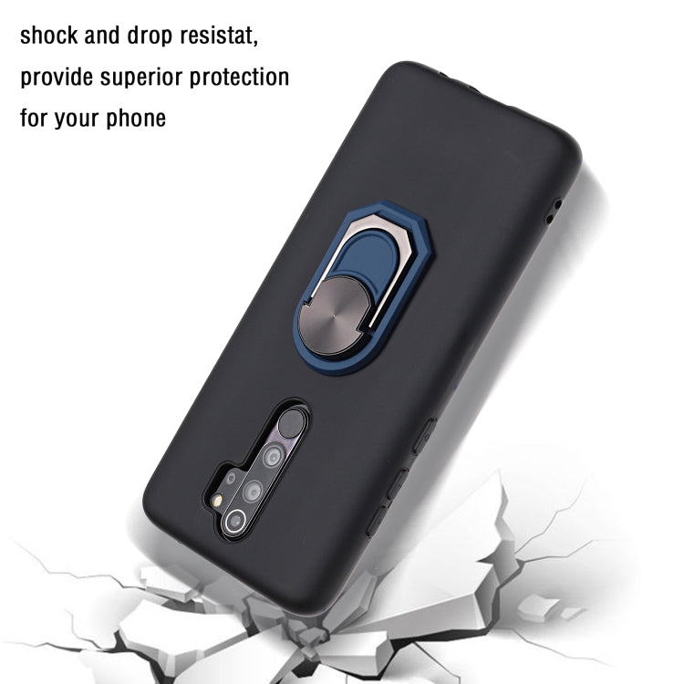 For Xiaomi Redmi Note 8 Pro Black Armor PC + TPU Shockproof Protective Case with Ring Holder
