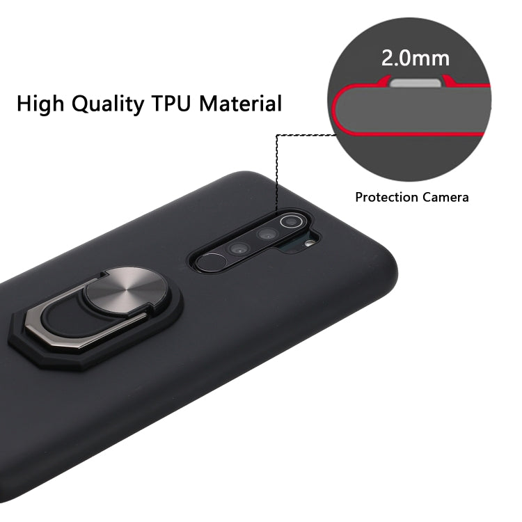 For Xiaomi Redmi Note 8 Pro Black Armor PC + TPU Shockproof Protective Case with Ring Holder