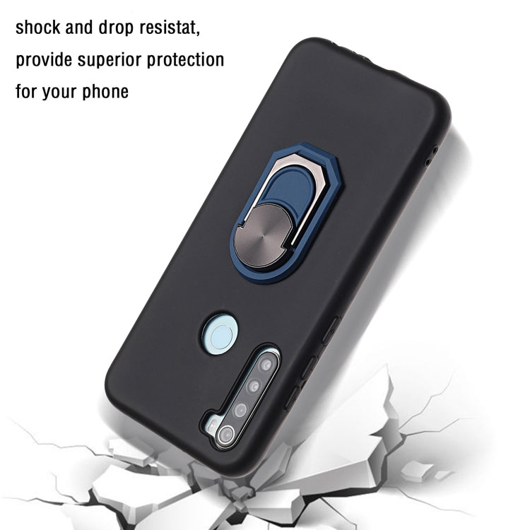 For Xiaomi Redmi Note 8T Black Armor PC + TPU Shockproof Protective Case with Ring Holder(Blue)