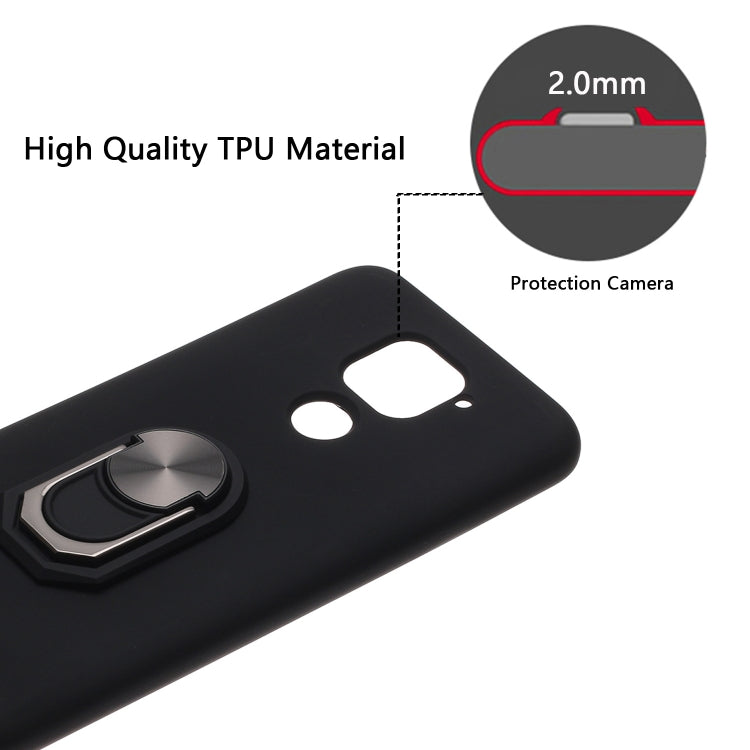 For Xiaomi Redmi Note 9 Black Armor PC + TPU Shockproof Protective Case with Ring Holder(Red)