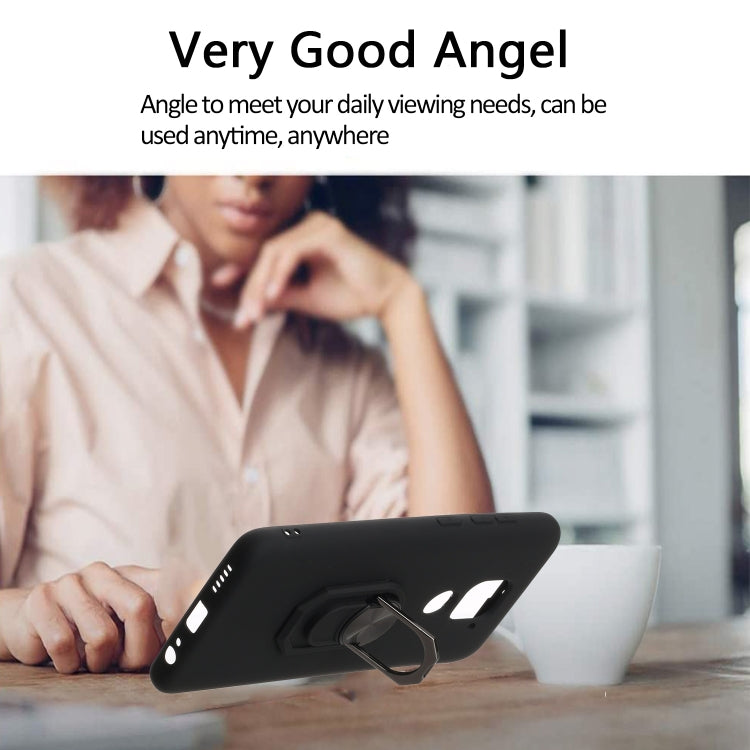 For Xiaomi Redmi Note 9 Black Armor PC + TPU Shockproof Protective Case with Ring Holder(Red)