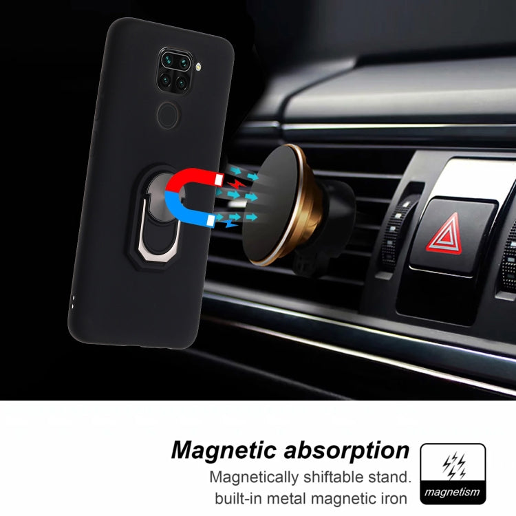 For Xiaomi Redmi Note 9 Black Armor PC + TPU Shockproof Protective Case with Ring Holder(Red)