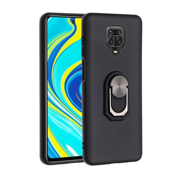 For Xiaomi Redmi Note 9 Pro Black Armor PC + TPU Shockproof Protective Case with Ring Holder
