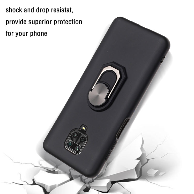 For Xiaomi Redmi Note 9 Pro Black Armor PC + TPU Shockproof Protective Case with Ring Holder