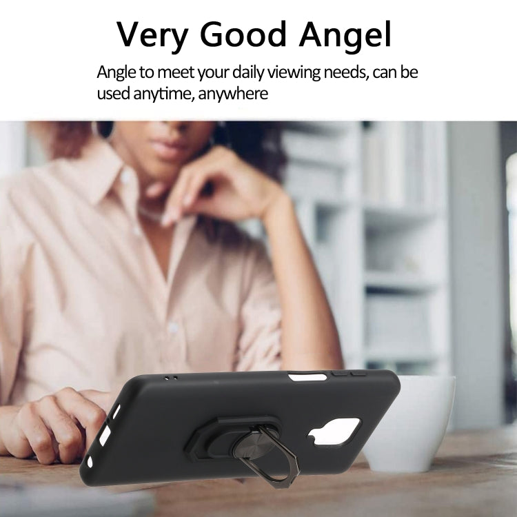 For Xiaomi Redmi Note 9 Pro Black Armor PC + TPU Shockproof Protective Case with Ring Holder