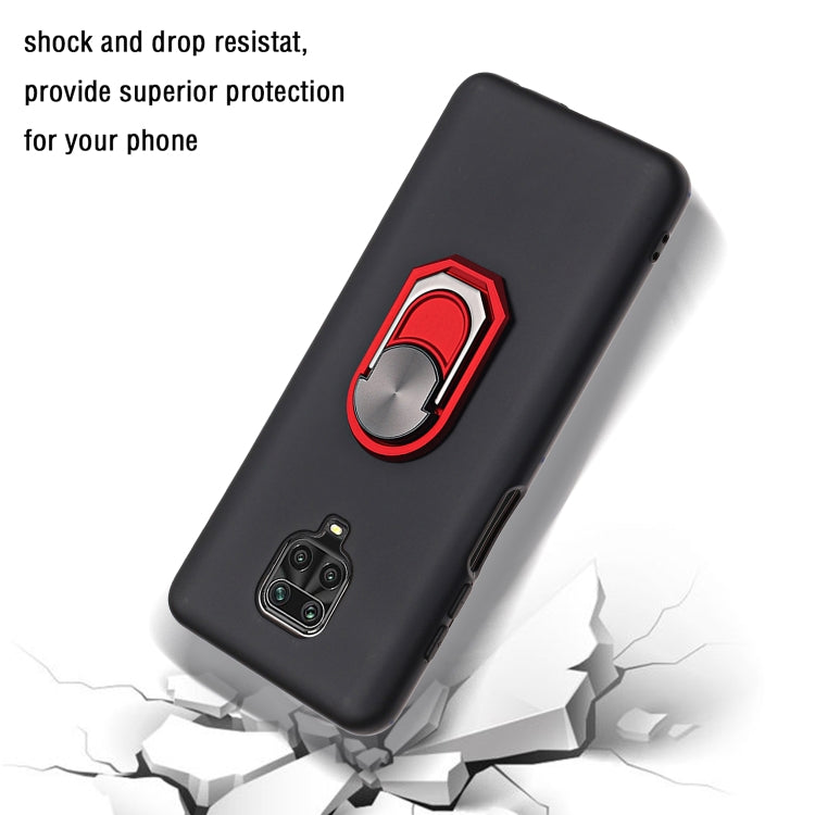 For Xiaomi Redmi Note 9 Pro Black Armor PC + TPU Shockproof Protective Case with Ring Holder