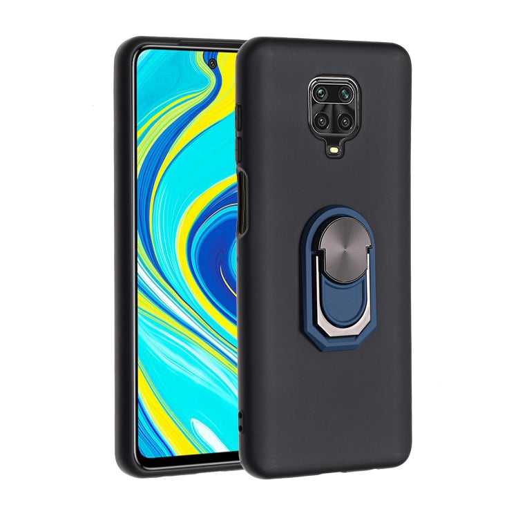 For Xiaomi Redmi Note 9 Pro Black Armor PC + TPU Shockproof Protective Case with Ring Holder