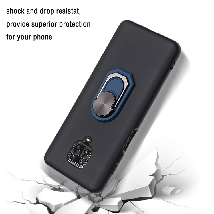 For Xiaomi Redmi Note 9 Pro Black Armor PC + TPU Shockproof Protective Case with Ring Holder