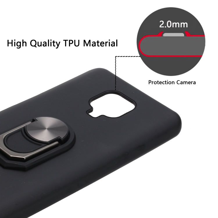 For Xiaomi Redmi Note 9 Pro Black Armor PC + TPU Shockproof Protective Case with Ring Holder