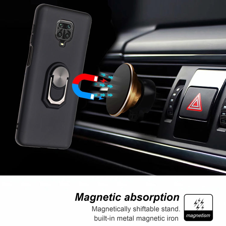 For Xiaomi Redmi Note 9 Pro Black Armor PC + TPU Shockproof Protective Case with Ring Holder