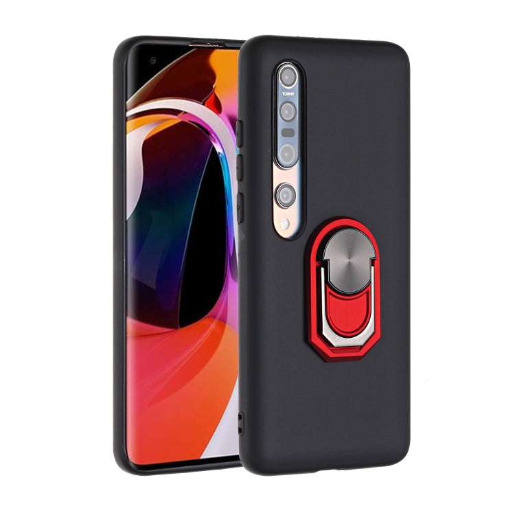 For Xiaomi Mi 10 Black Armor PC + TPU Shockproof Protective Case with Ring Holder(Red)