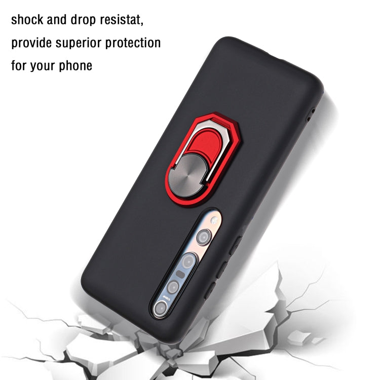 For Xiaomi Mi 10 Black Armor PC + TPU Shockproof Protective Case with Ring Holder(Red)