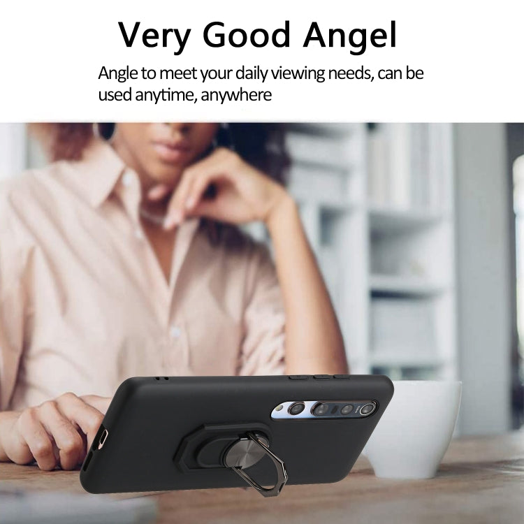 For Xiaomi Mi 10 Black Armor PC + TPU Shockproof Protective Case with Ring Holder(Red)