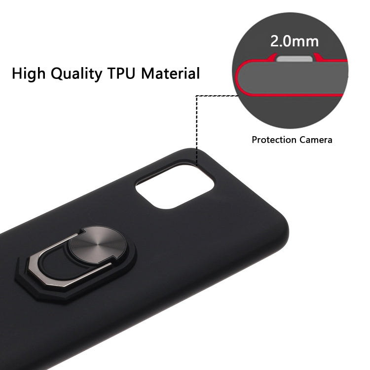 For Xiaomi Mi 10 Lite Black Armor PC + TPU Shockproof Protective Case with Ring Holder(Blue)