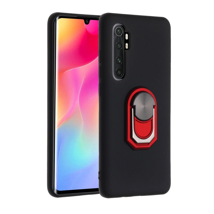 For Xiaomi Mi Note10 Lite Black Armor PC + TPU Shockproof Protective Case with Ring Holder