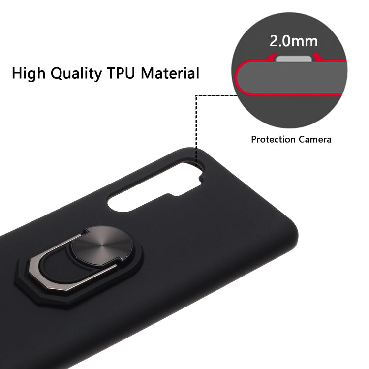 For Xiaomi Mi Note10 Lite Black Armor PC + TPU Shockproof Protective Case with Ring Holder