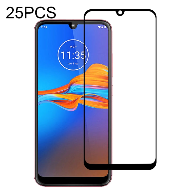 For Motorola Moto E6 Plus 25 PCS Full Glue Full Screen Tempered Glass Film