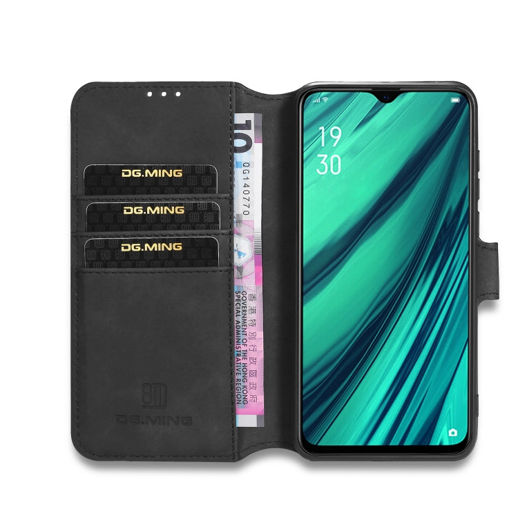 For OPPO A5 (2020) / A9 (2020) DG.MING Retro Oil Side Horizontal Flip Leather Case with Holder & Card Solt & Wallet